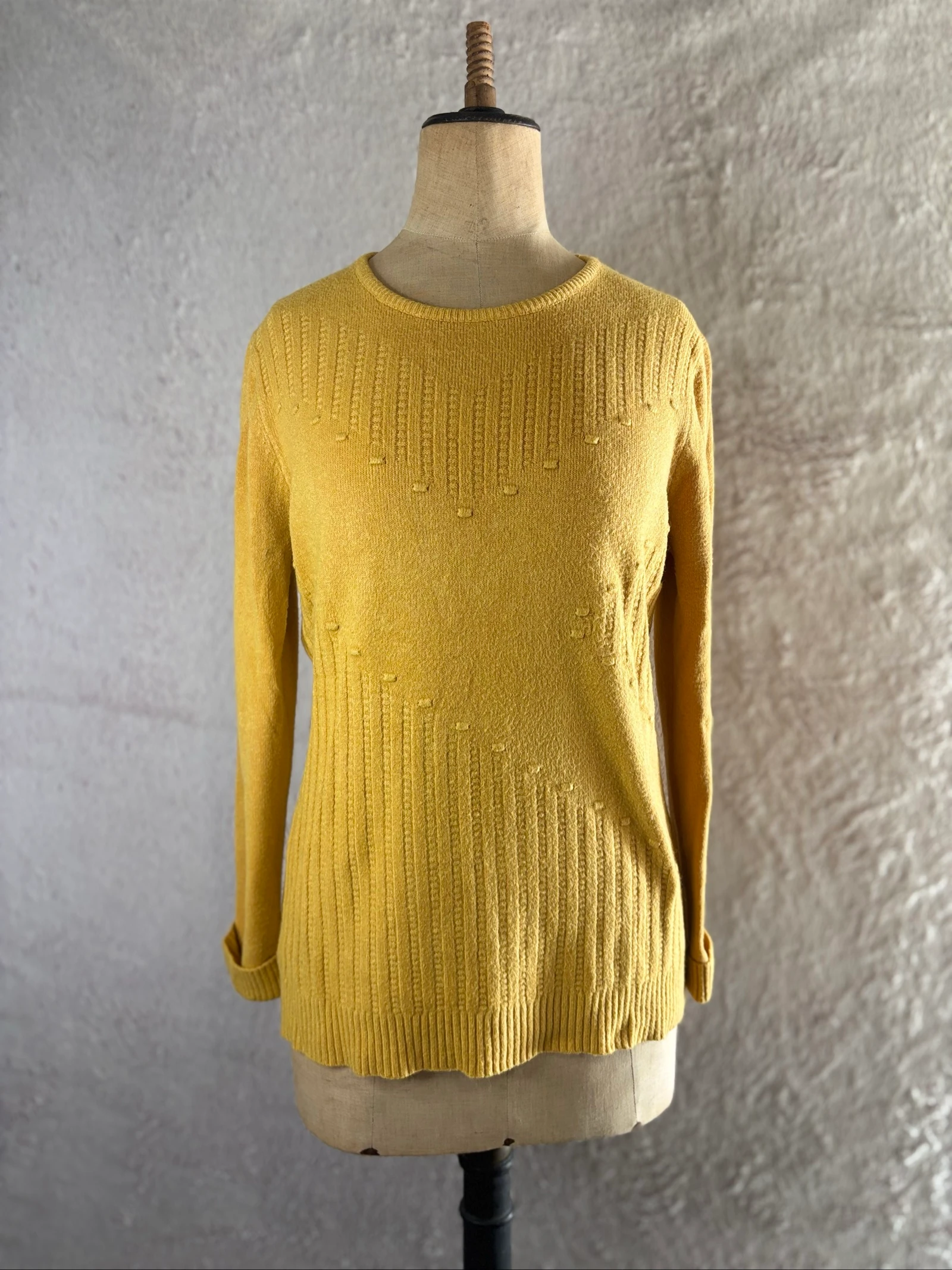 Pull Belle Femme moutarde maille texturée T.L/XL